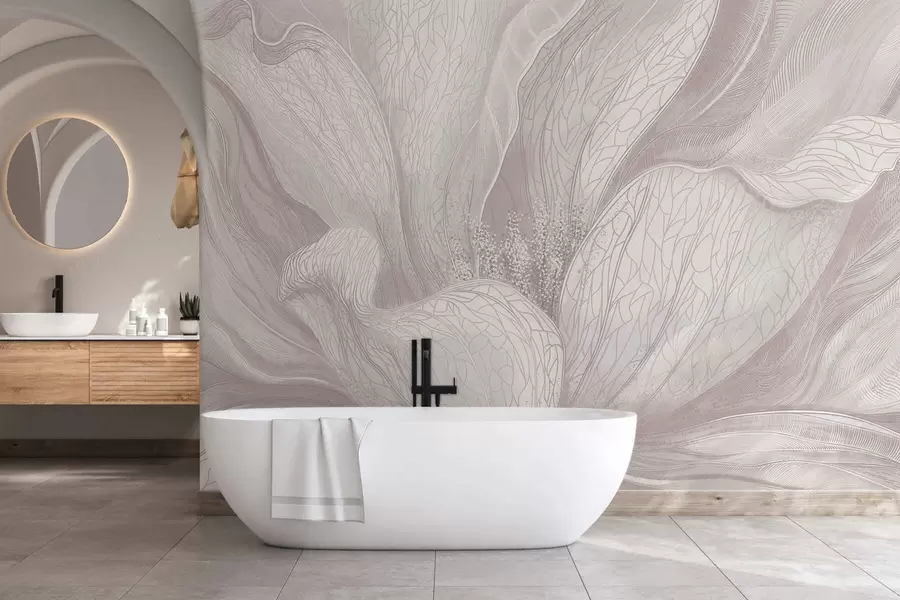 Fototapetes Viegla, abstraktā zieda kompozīcija ar plūstošām līnijām w05119v3