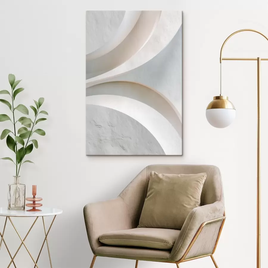 Glezna Dekoratīvs paneļš ar trīsdimensiju arhitektūras formām uz gaiša fona s48191