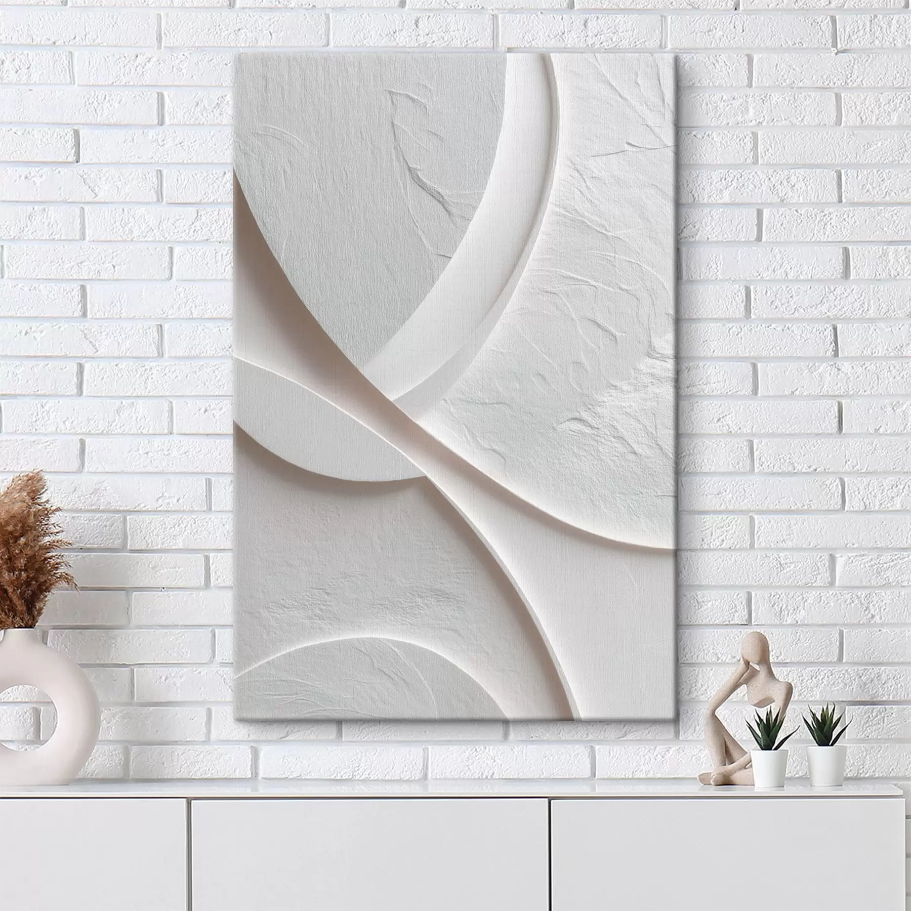 Glezna Dekoratīvs paneļš ar gludām līnijām un akmens faktūru uz gaiša fona s48192