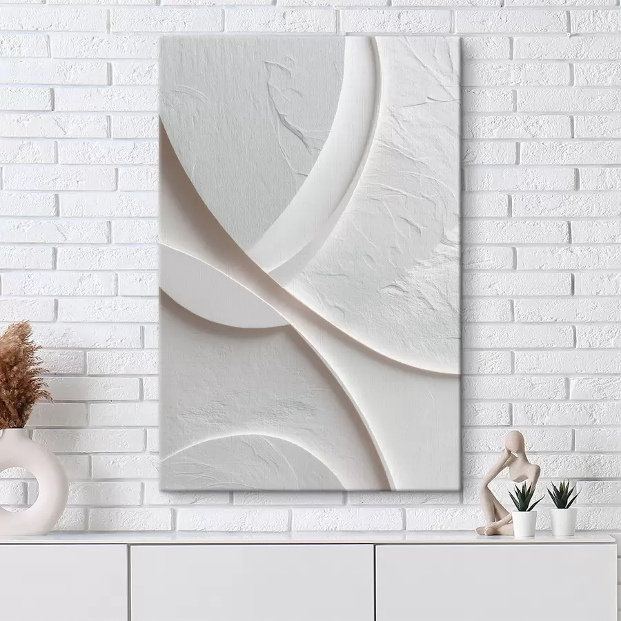 Glezna Dekoratīvs paneļš ar gludām līnijām un akmens faktūru uz gaiša fona s48192