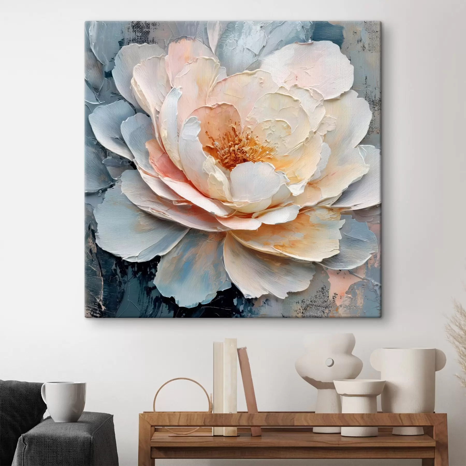 Glezna Zieda tuvplāns ar izteiksmīgiem, faktūriem bagātiem triepieniem mūsdienīgā glezniecības stilā s48198