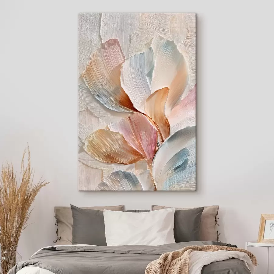 Glezna Stilizēts kompozīcijas attēls ar izteiktu otas triepienu efektu uz gaiša fona s48203