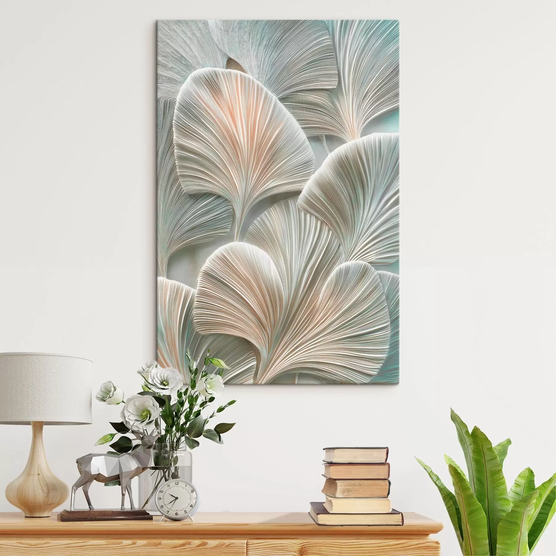 Glezna Mākslinieciska ilustrācija ar reljefām lapām mūsdienīgā basreliēfa stilā s48210