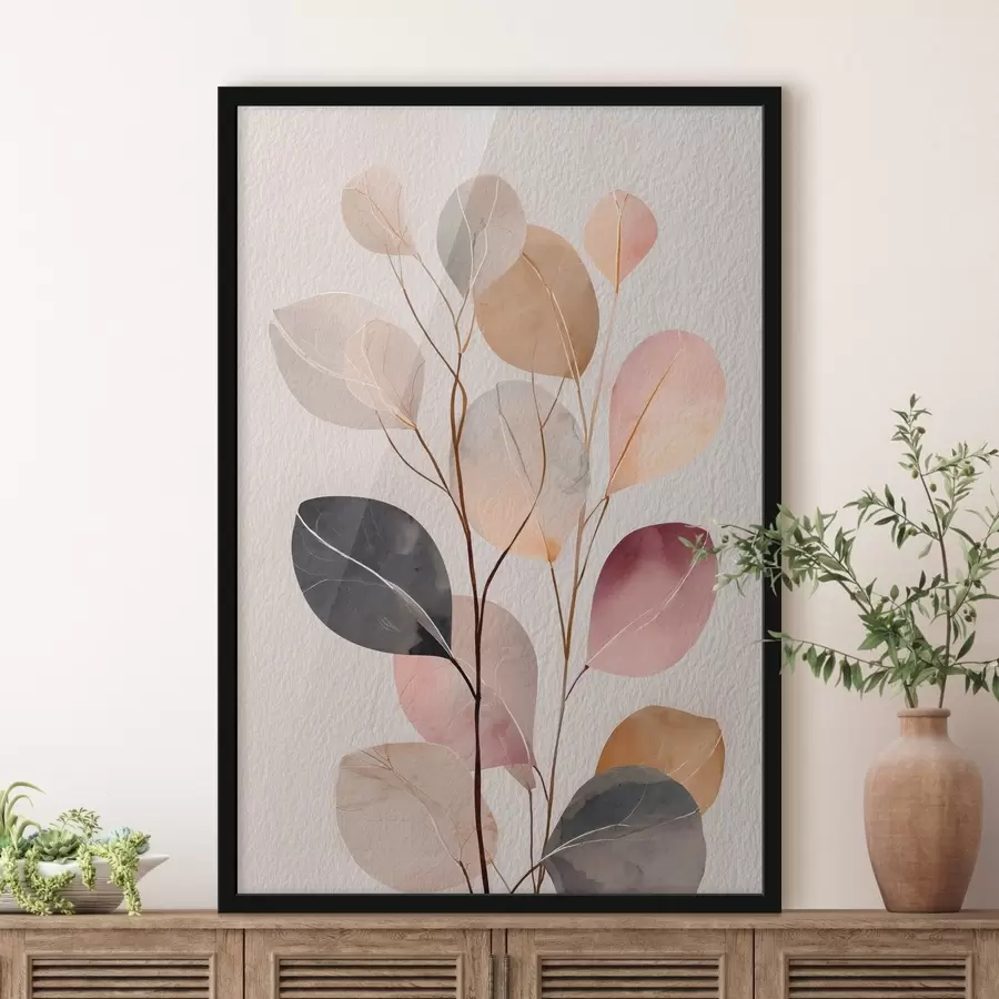 Fototapetes Abstrakta zaru kompozīcija smilškrāsas un koraļļu toņos akvareļa stilā f48188