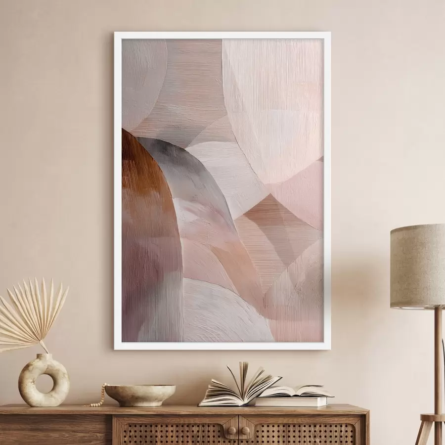 Fototapetes Ģeometriska abstrakcija siltā persiku toņu gamā mākslas plakāta stilā f48189