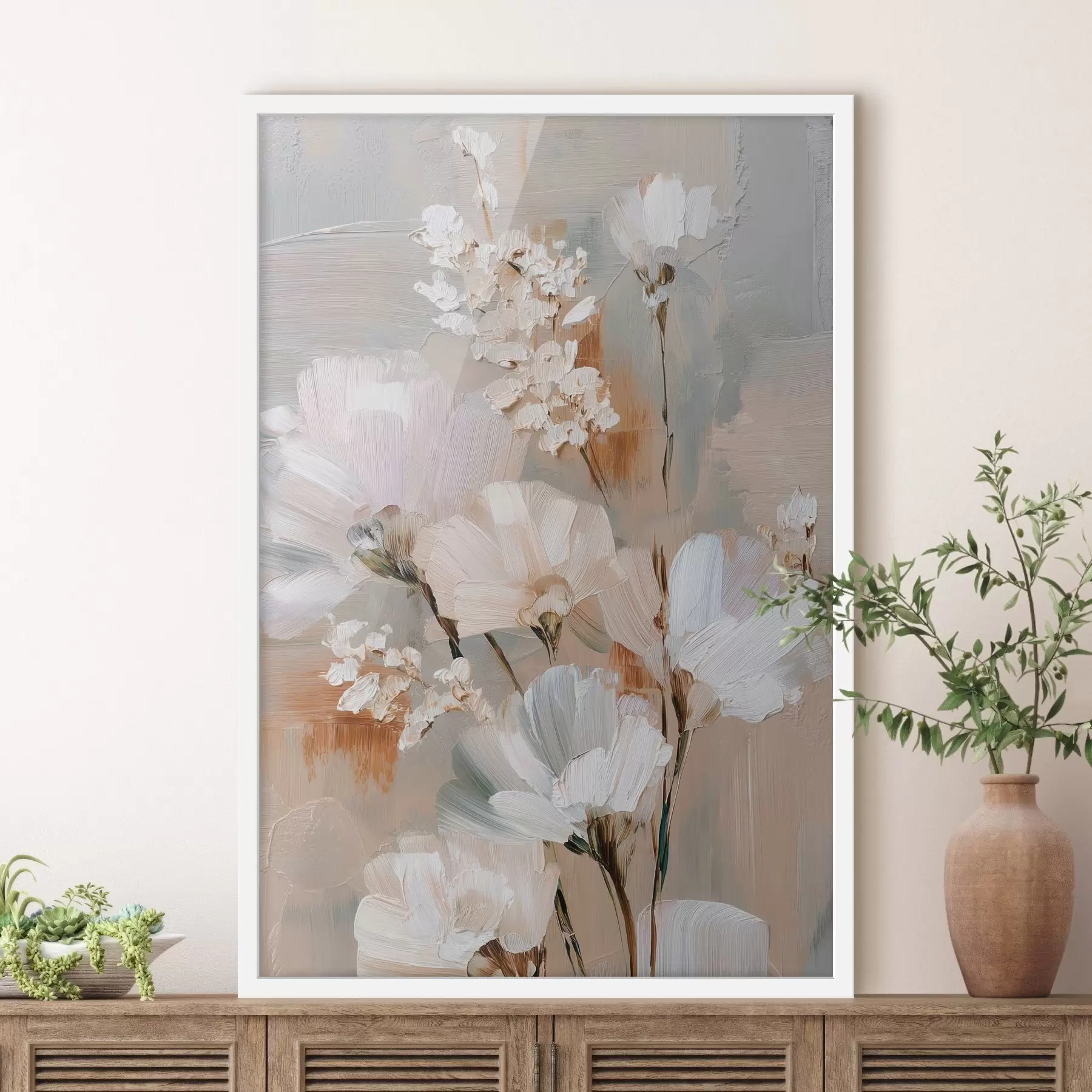 Fototapetes Ziedu kompozīcija pasteļtoņos eļļas glezniecības stilā f48194