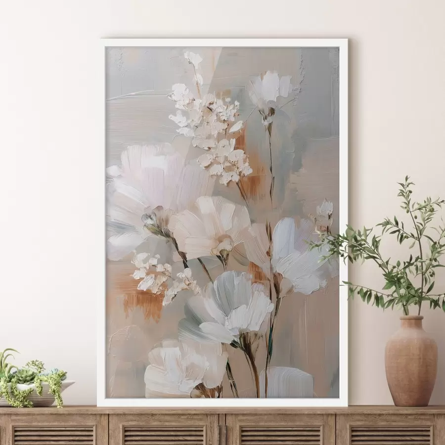 Fototapetes Ziedu kompozīcija pasteļtoņos eļļas glezniecības stilā f48194