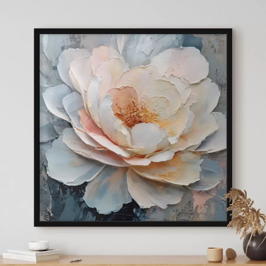 Fototapetes Zieda tuvplāns ar izteiksmīgiem, faktūriem bagātiem triepieniem mūsdienīgā glezniecības stilā f48198