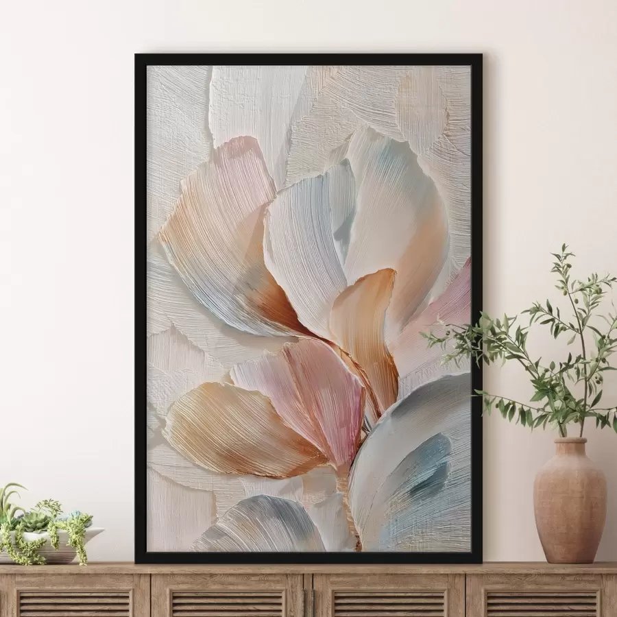 Fototapetes Stilizēts kompozīcijas attēls ar izteiktu otas triepienu efektu uz gaiša fona f48203