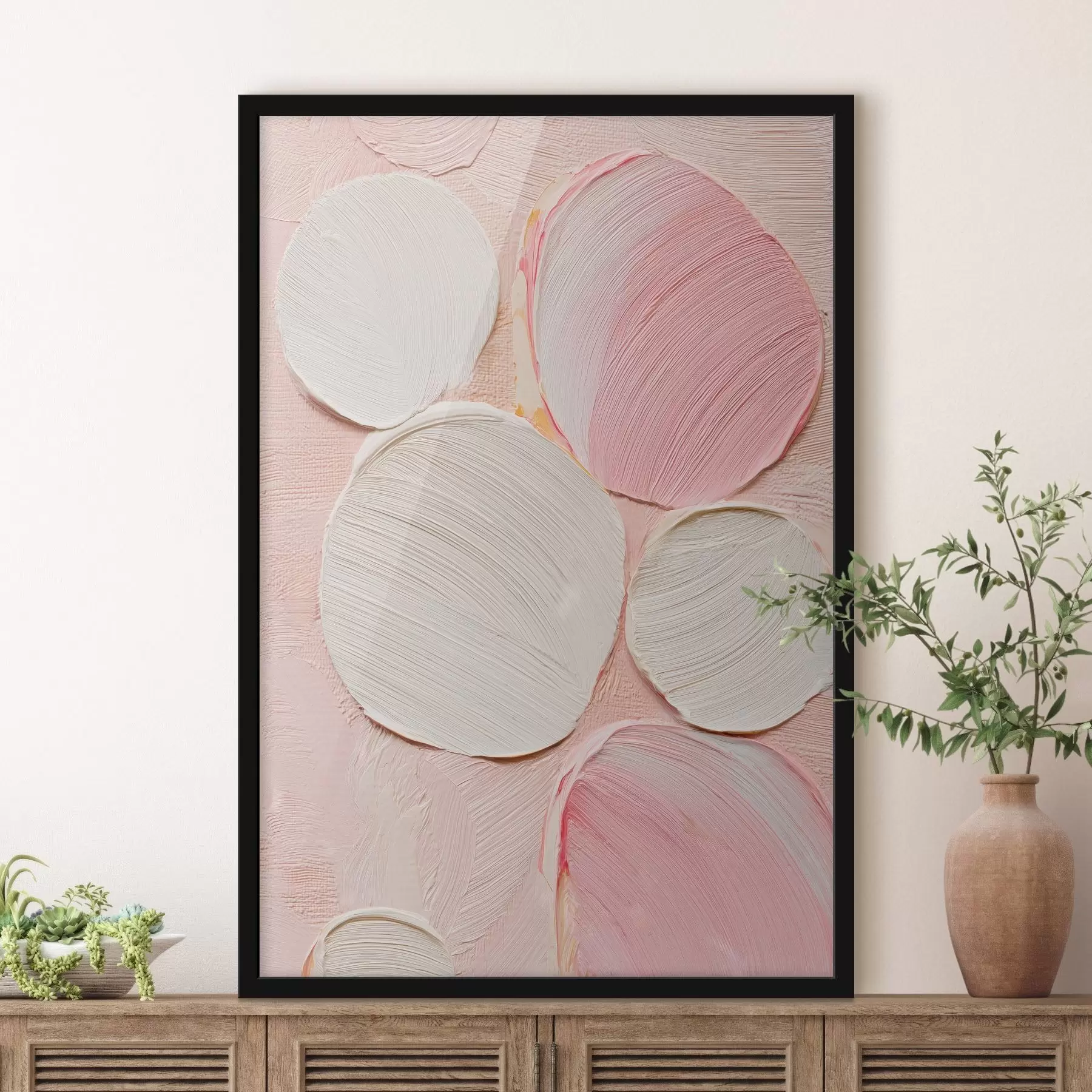 Fototapetes Dekoratīvs paneļš ar apjomīgiem apļveida triepieniem pasteļtoņos f48208