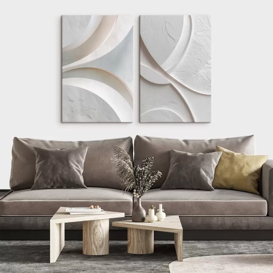 Glezna Abstrakta kompozīcija ar gludām līnijām un akmens faktūru mūsdienīgā basreliēfa stilā m30136