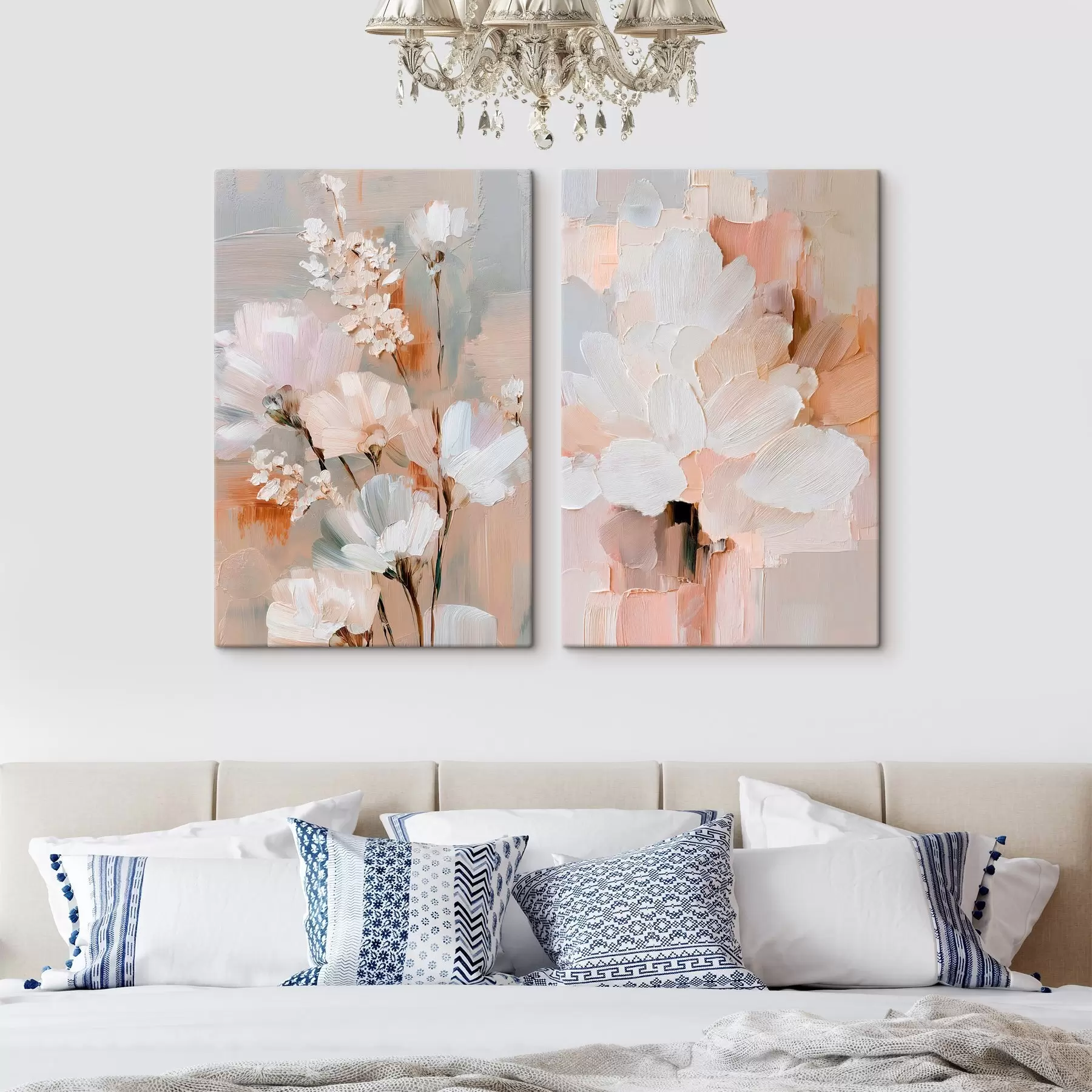 Glezna Abstrakta gaismas ziedu kompozīcija ar izteiksmīgiem triepieniem mūsdienu mākslas stilā m30137