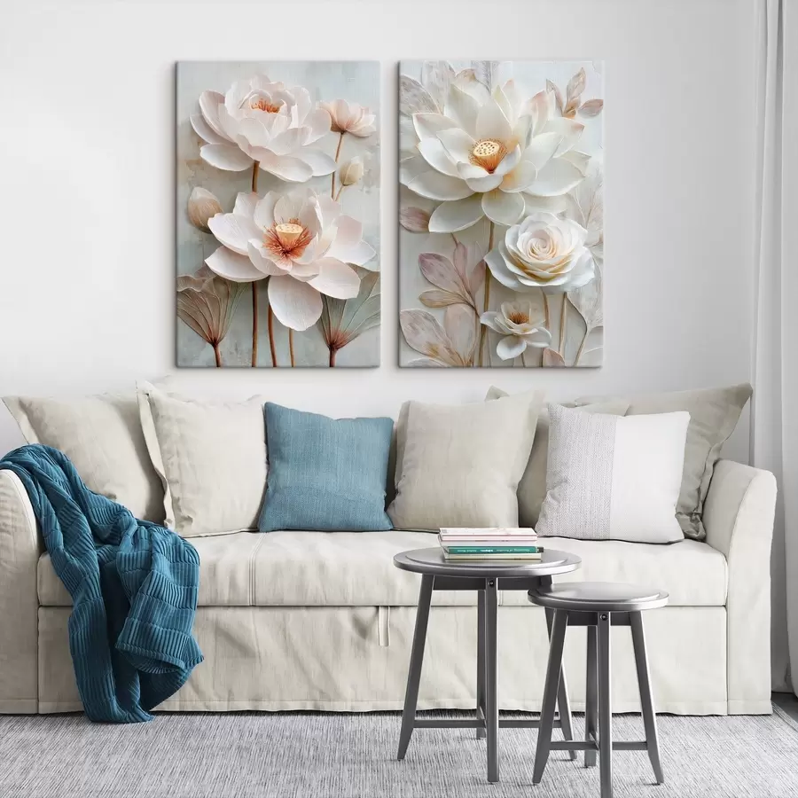 Glezna Izsmalcināts ziedu kompozīcija ar reljefiem ziedlapām 3D ilustrācijas stilā m30143