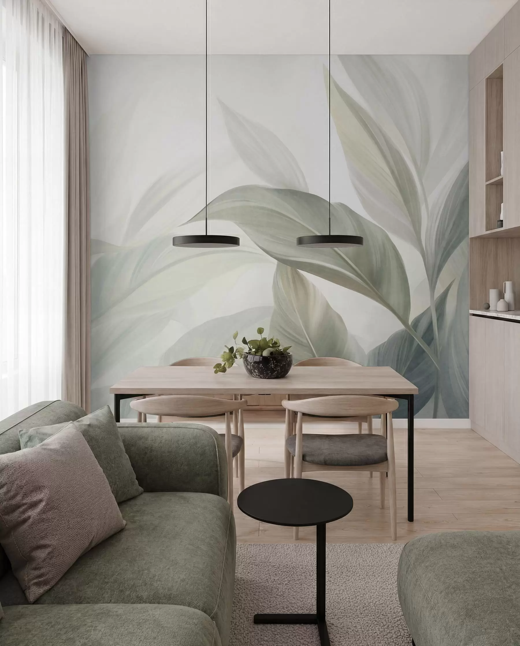 Fototapetes Salvijzaļas lapas w09816