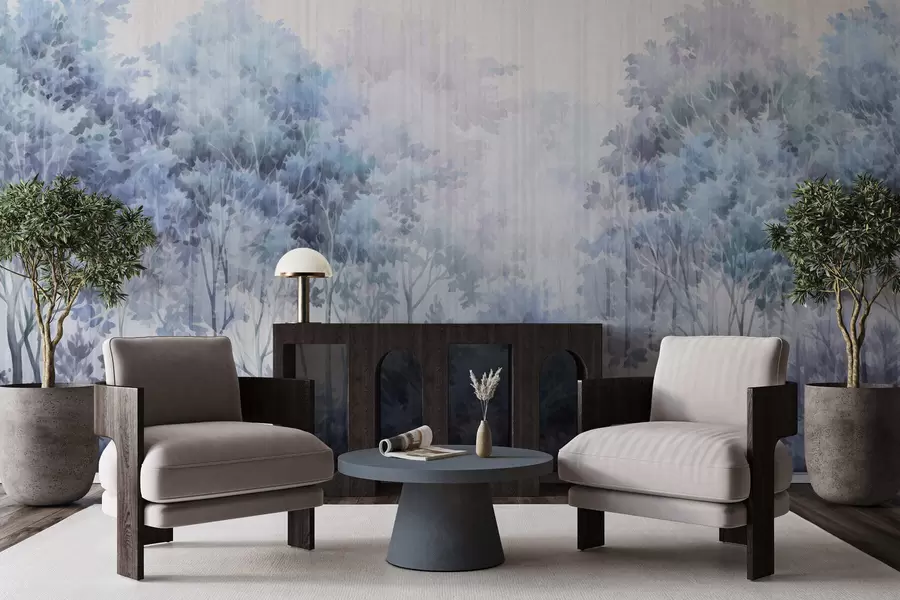 Fototapetes Zaļojošs mežs un līnijas w05442v1