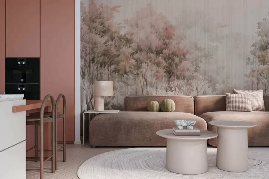 Fototapetes Zaļojošs mežs un līnijas w05442v2