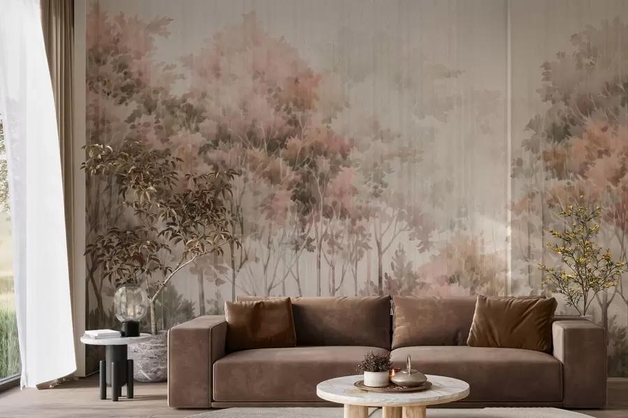 Fototapetes Zaļojošs mežs un līnijas w05442v2