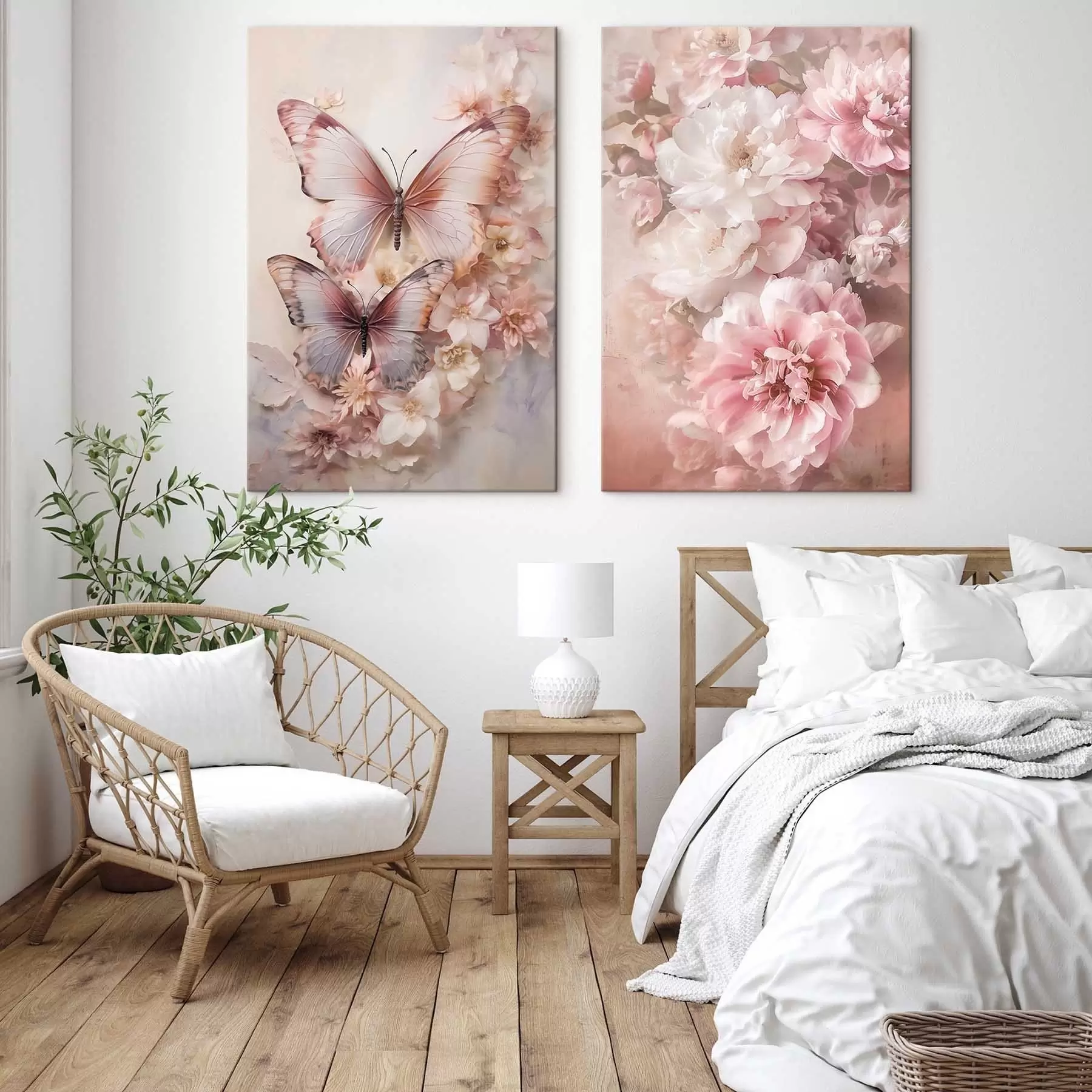 Glezna Rozā ziedi, romantisks stils m30268