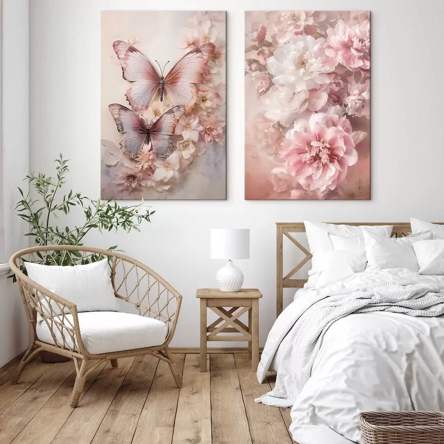 Glezna Rozā ziedi, romantisks stils m30268