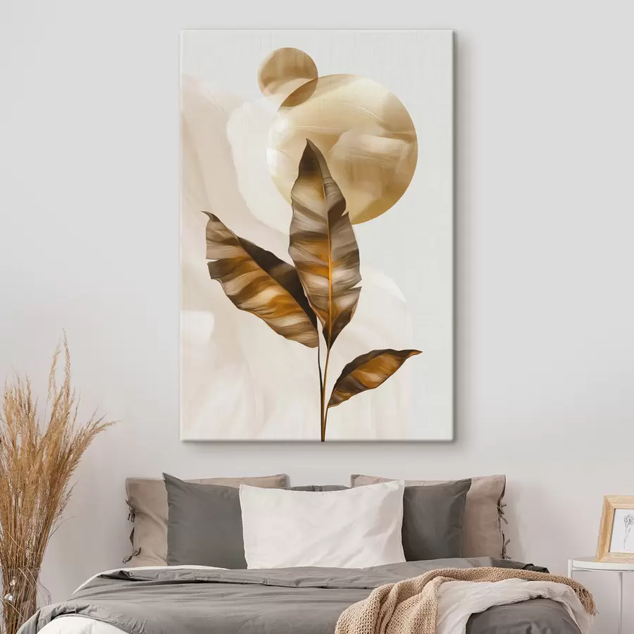 Glezna Abstrakta kompozīcija no lapām un apļiem s48614