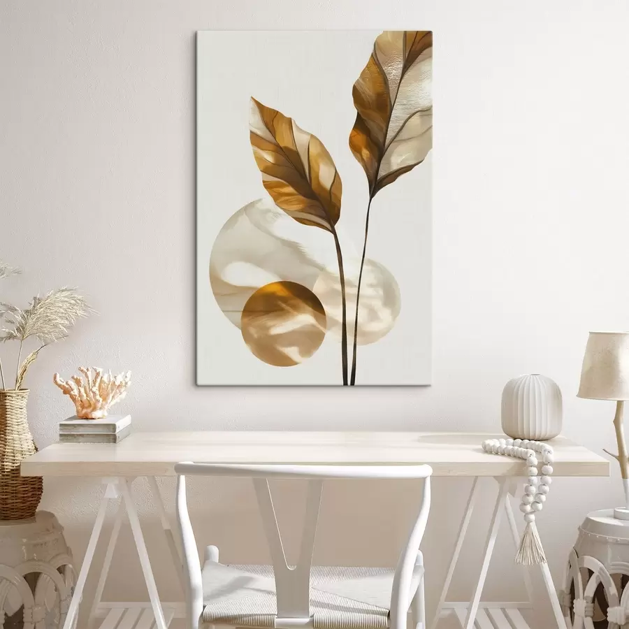 Fototapetes Abstrakta kompozīcija no lapām un apļiem s48615