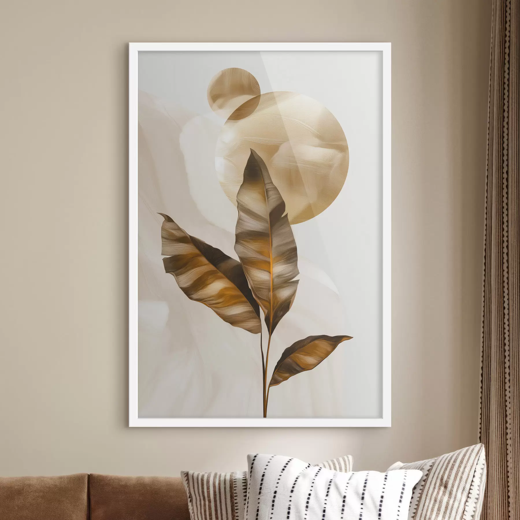 Fototapetes Abstrakta kompozīcija no lapām un apļiem f48614