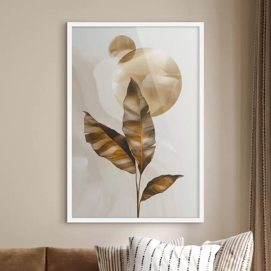 Fototapetes Abstrakta kompozīcija no lapām un apļiem f48614