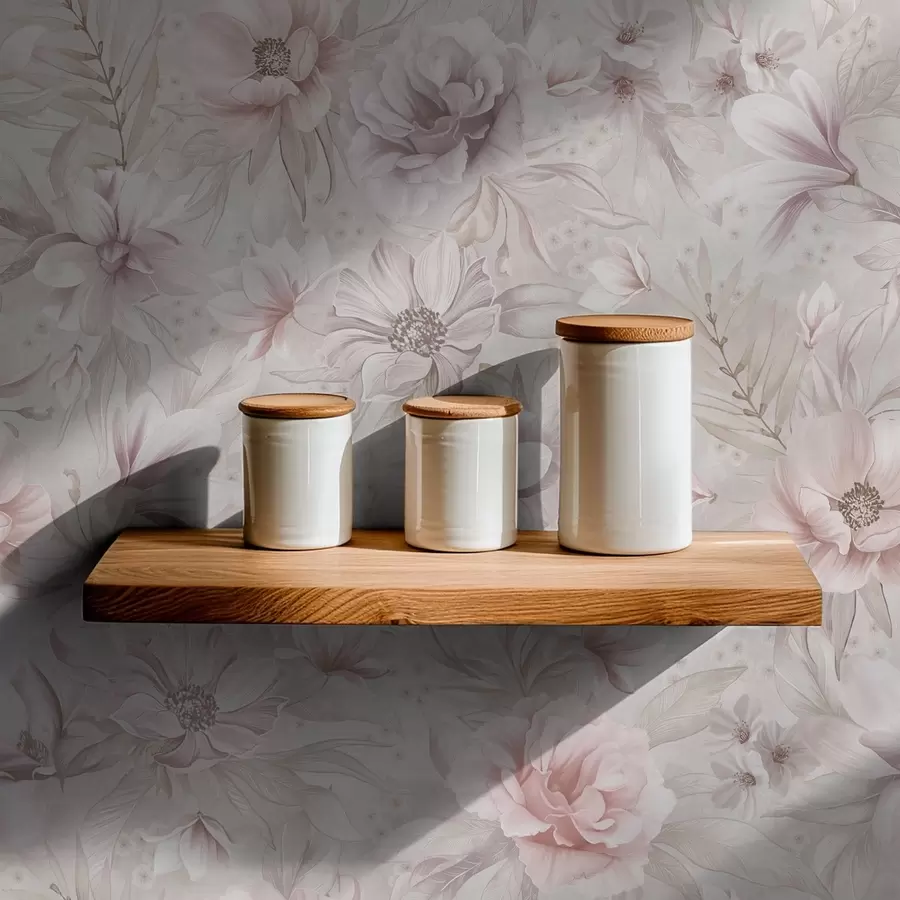 Fototapetes Gaišs raksts ar lieliem, smalkiem ziediem a01133