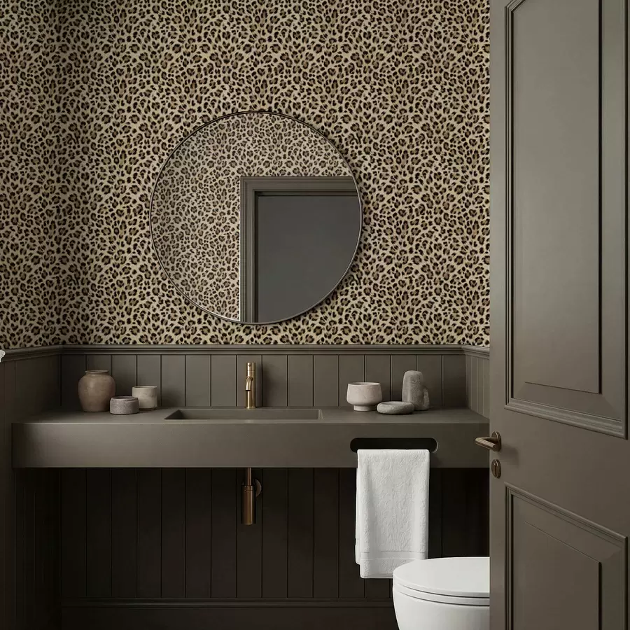 Fototapetes Leoparda raksts ar plankumiem uz gaiša fona a01151