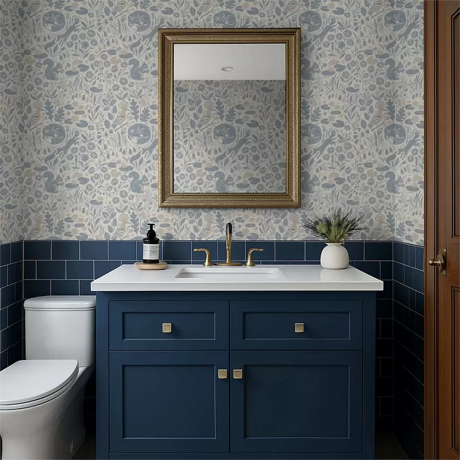 Fototapetes Dekoratīvs raksts ar meža dzīvniekiem a01158