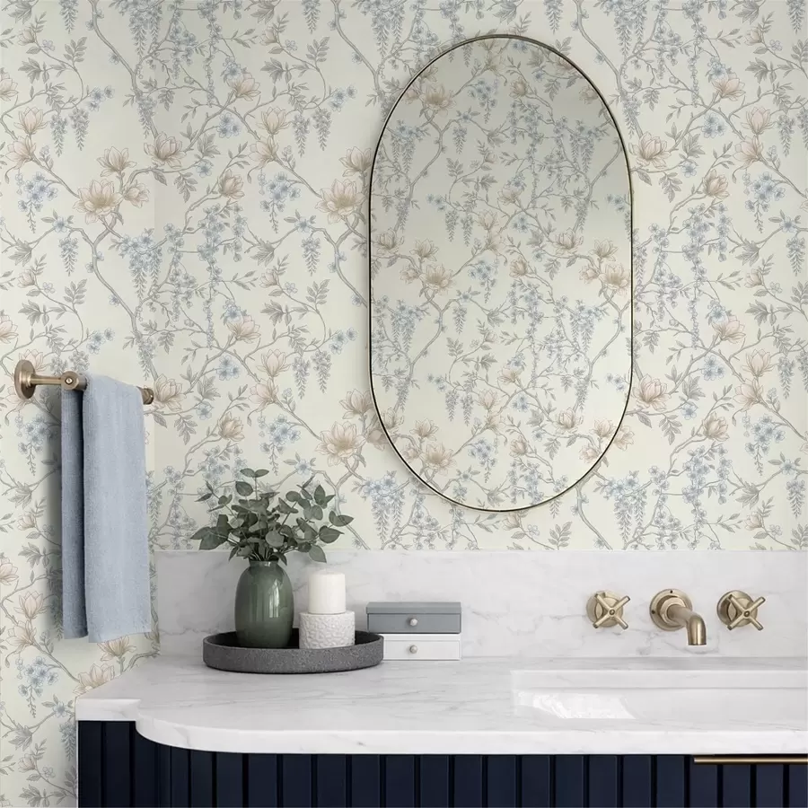 Fototapetes Maigs ziedu raksts ar zariem un ziediem a01159