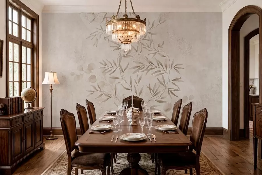 Fototapetes Botānisks raksts smilškrāsas un brūnos toņos w05424v2