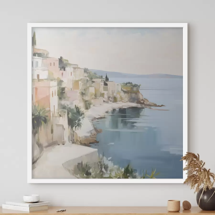 Fototapetes Piekrastes pilsētas ainava – gleznas imitācija f48675