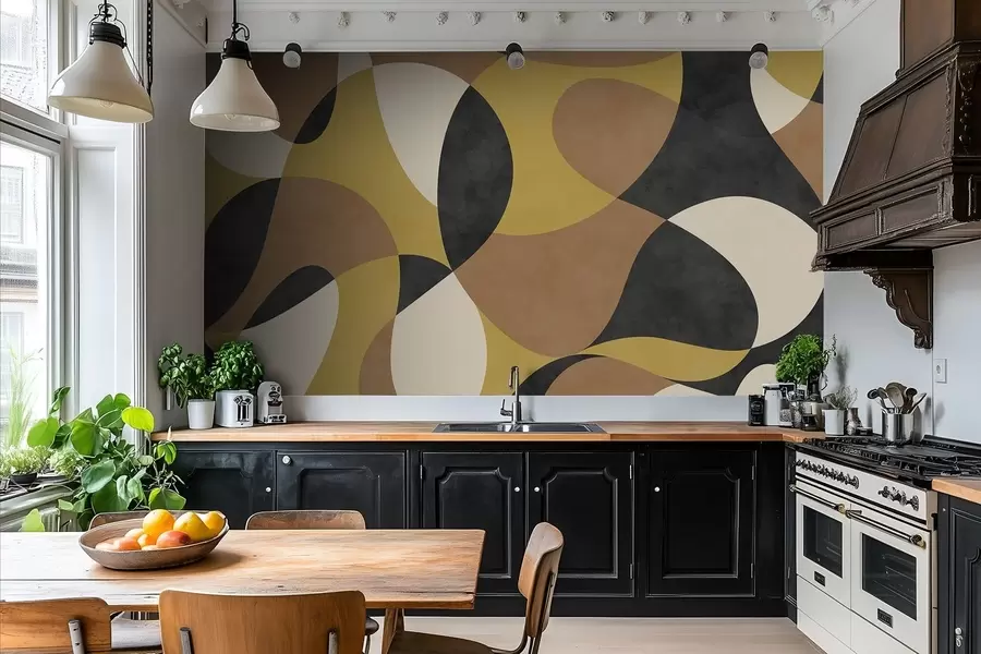 Fototapetes Abstrakts raksts ar plūstošām formām un kontrastu w05149