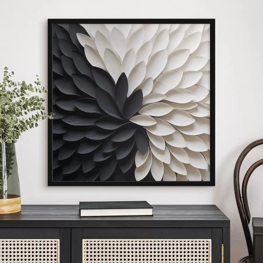 Fototapetes Kontrastējoši gaiši un tumši ziedlapiņas zieda formā f48604