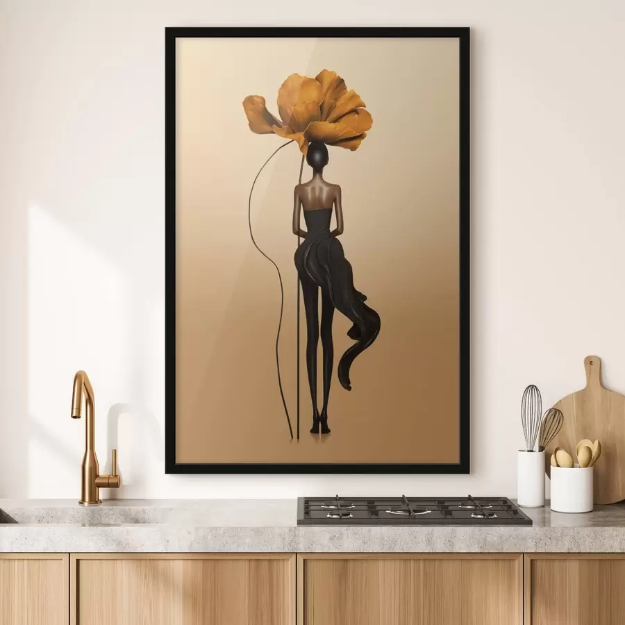 Fototapetes Stilizēta figūra ar lielu ziedu galvas vietā f48618