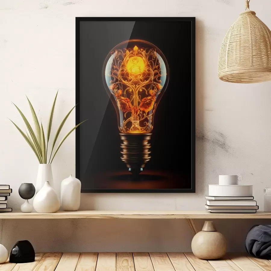 Fototapetes Spīdoša spuldze ar dekoratīviem rakstiem iekšpusē f48620