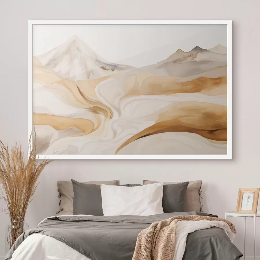 Fototapetes Stilizēts ainavas attēls ar kalniem un plūstošām līnijām f48626