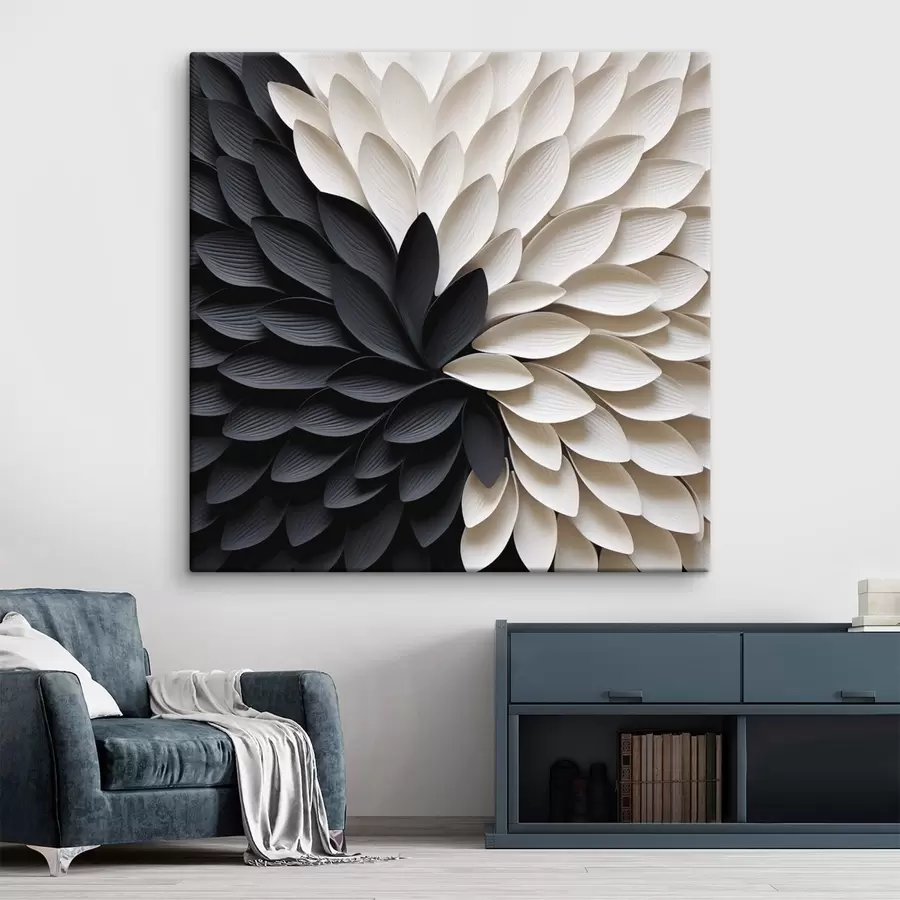 Glezna Kontrastējoši gaiši un tumši ziedlapiņas zieda formā s48604