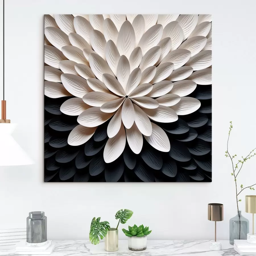 Glezna Abstrakta zieda attēls ar daudziem gariem, plāniem ziedlapu slāņiem s48605