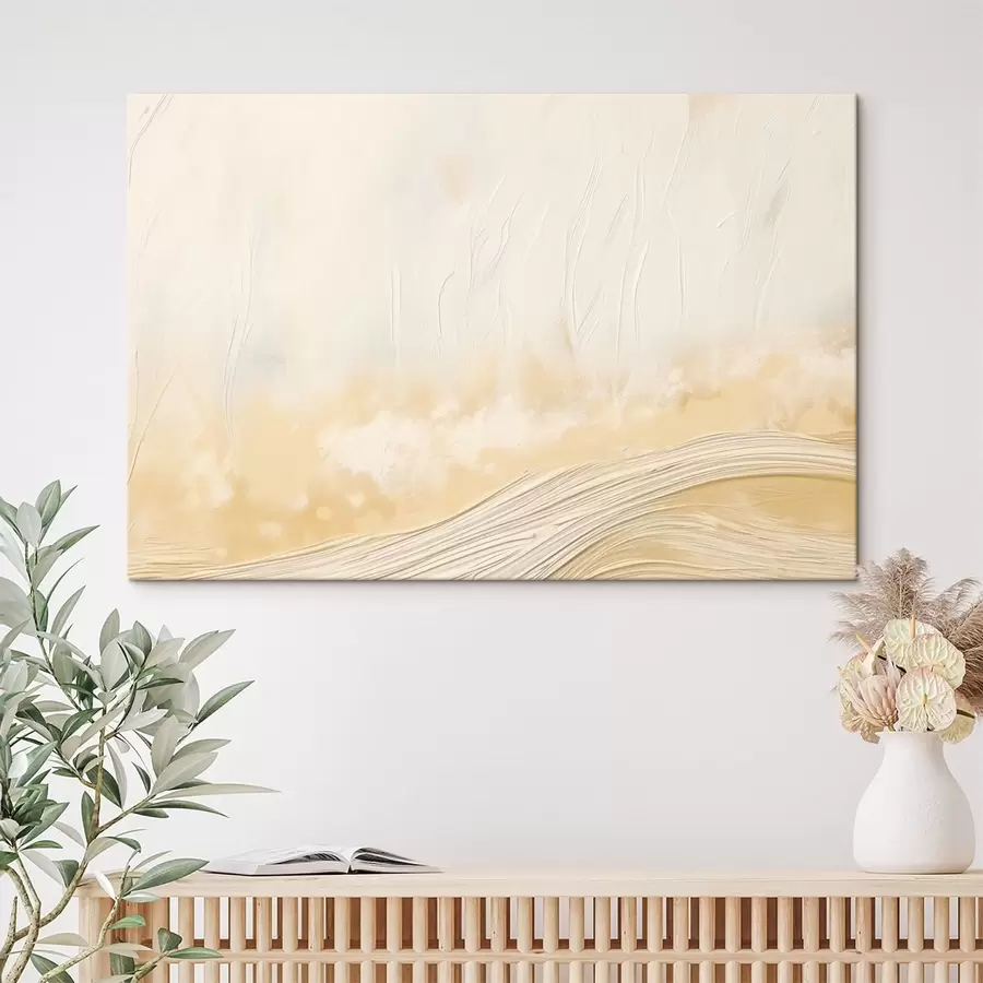 Glezna Abstrakta ainava ar maigām viļņveida līnijām un gaišiem toņiem s48617