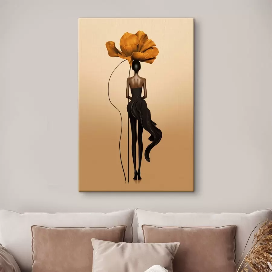 Glezna Stilizēta figūra ar lielu ziedu galvas vietā s48618