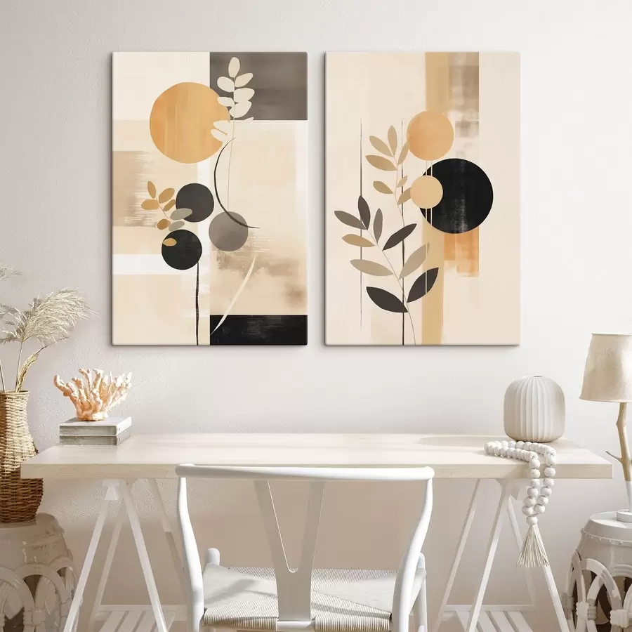 Glezna Abstrakcijas ar lapām un apļiem m30133