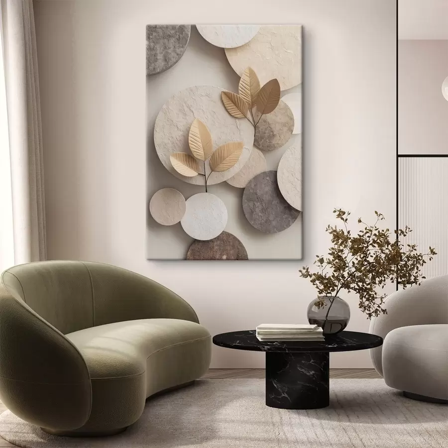 Fototapetes Kompozīcija ar lapām un apļiem s48692