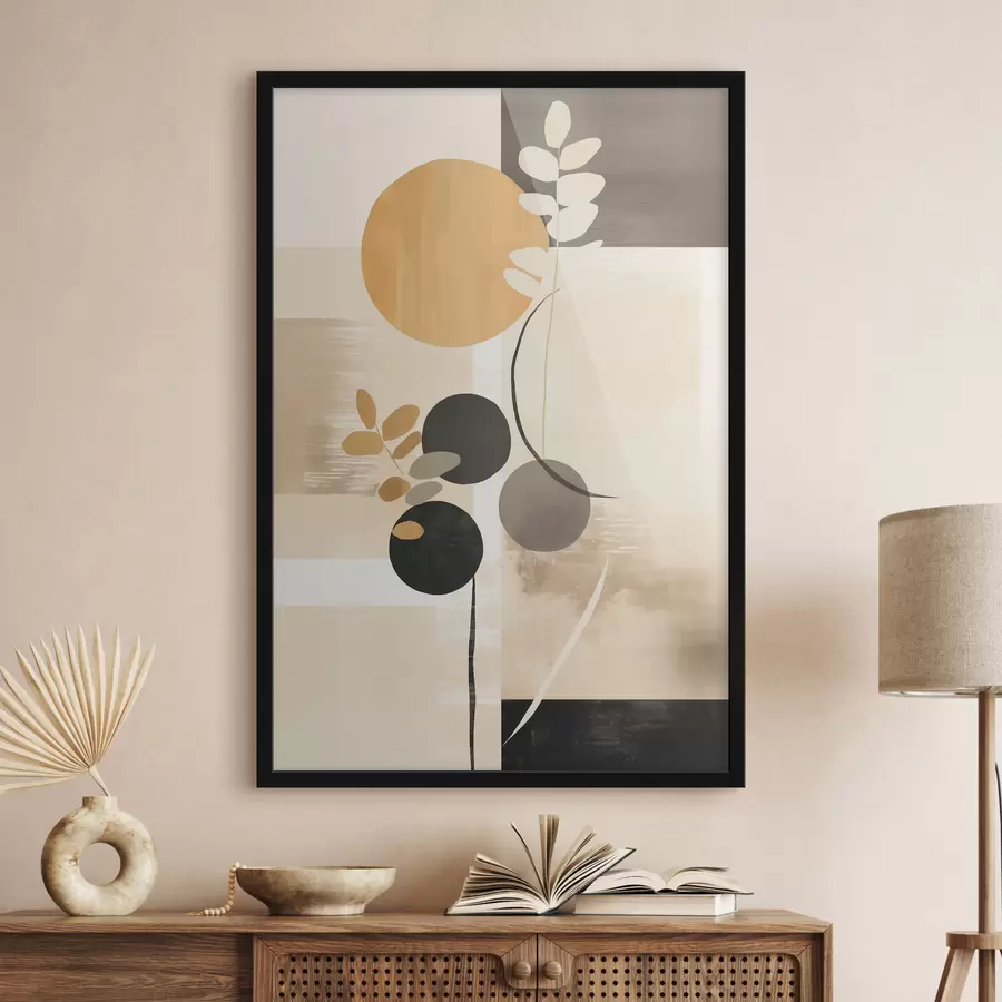 Fototapetes Abstrakcija ar lapām un apļiem f48612