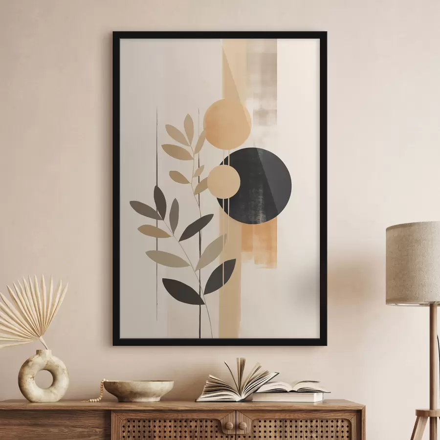 Fototapetes Abstrakcija ar lapām un apļiem f48613