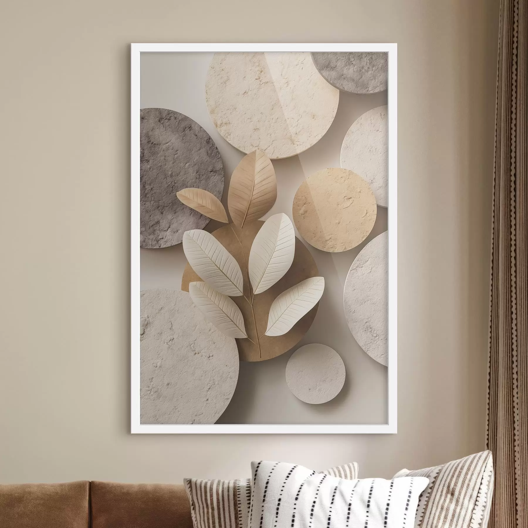 Fototapetes Kompozīcija ar lapām un apļiem f48691