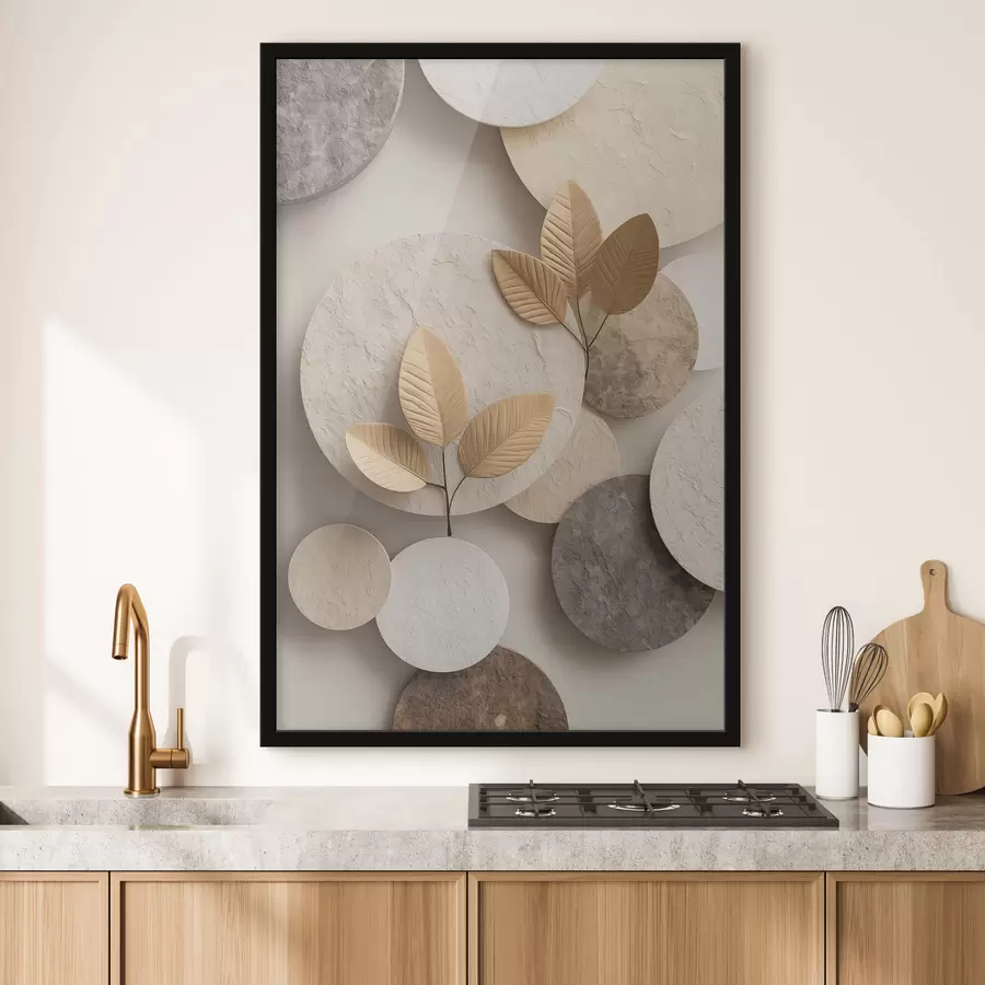 Fototapetes Kompozīcija ar lapām un apļiem f48692