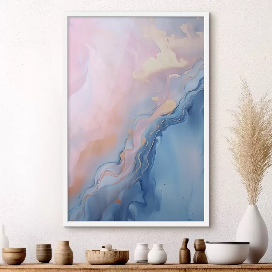 Fototapetes Abstrakta, faktūru bagāta šķidruma māksla ar virpuļojošiem rozā un zilo toņu rakstiem f48729