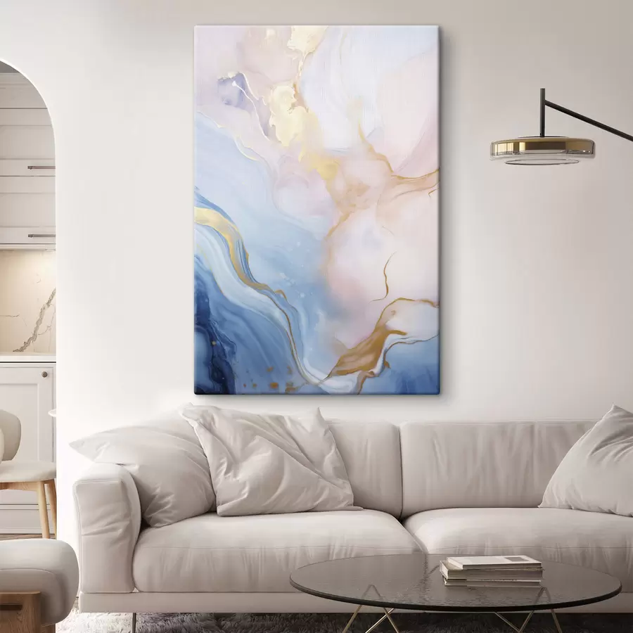 Glezna Abstrakta, faktūru bagāta šķidruma māksla ar virpuļojošiem rozā un zilo toņu rakstiem s48730